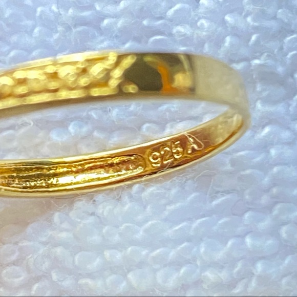 Large Real Citrine Faceted Oval & Topaz Ring Gold over 925 Silver Vermeil Size 7 - Picture 2 of 14